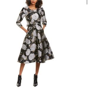 Samantha Sung Deborah Silk A-Line Dress, Size 4, new with tag, metallic floral